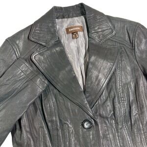 Danier Black Genuine Leather Blazer Jacket Womens Size S/P UK12 FR40 IT42 City